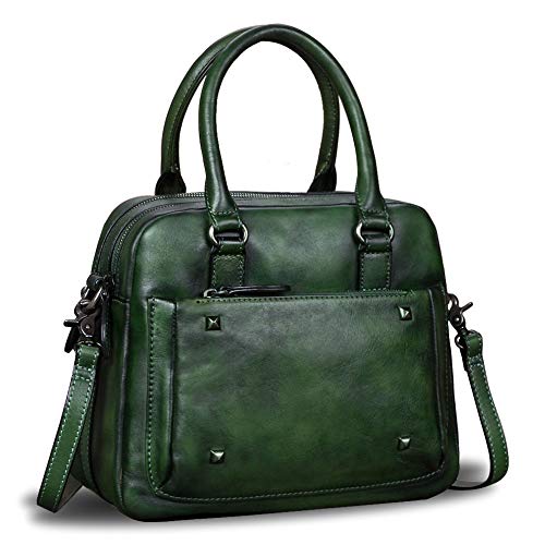 IVTG Lederhandtasche Damen Umhängetasche Elegante Umhängetasche Henkeltasche Jahrgang Ledertasche Henkeltasche A596 (Grün) von IVTG