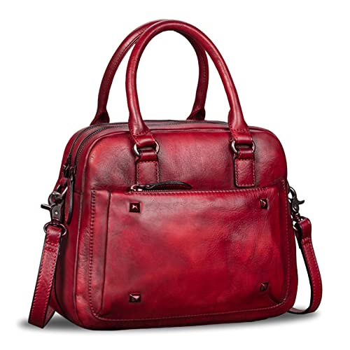 IVTG Lederhandtasche Damen Umhängetasche Elegante Umhängetasche Henkeltasche Jahrgang Ledertasche Henkeltasche A596 (Rot) von IVTG