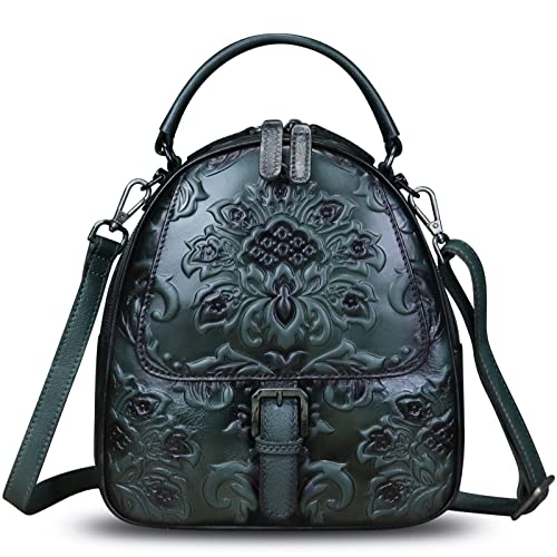 IVTG Lederhandtasche Damen Umhängetasche Elegante Umhängetasche Henkeltasche Jahrgang Ledertasche Henkeltasche Damen Leder Rucksack F8458 (Grau) von IVTG