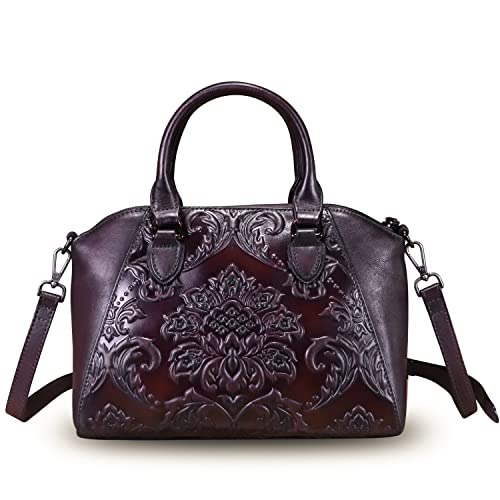 IVTG Lederhandtasche Damen Umhängetasche Elegante Umhängetasche Henkeltasche Jahrgang Ledertasche Henkeltasche Damen Leder Tote F8421 (Dunkelbraun) von IVTG