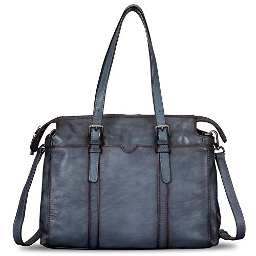 IVTG Lederhandtasche Damen Umhängetasche Elegante Umhängetasche Henkeltasche Jahrgang Ledertasche Henkeltasche Damen Leder Tote W0757 (Grau) von IVTG