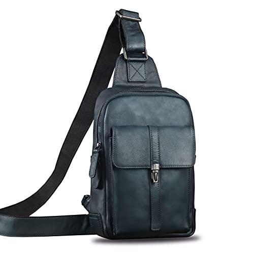 IVTG Sling Bag Echtes Leder Umhängetasche Brusttasche Crossbody Bag Echtleder Brusttasche Brustbeutel Schultertasche Schulter A1350 (Navy blau) von IVTG