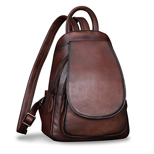 Rucksack aus echtem Leder für Damen handgefertigt Retro-Rucksack lässiger Rucksack Vintage-Rucksack aus Leder UKA358 (Dunkelbraun) von IVTG