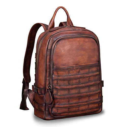 Rucksack aus echtem Leder für Damen handgefertigt Retro-Rucksack lässiger Rucksack Vintage-Rucksack aus Leder UKW0097 (Dunkelbraun) von IVTG