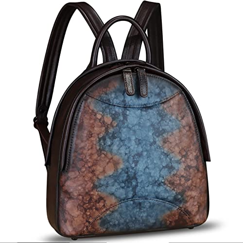 Rucksack aus echtem Leder für Damen handgefertigt Retro-Rucksack lässiger Rucksack Vintage-Rucksack aus Leder UKW6788 (Mehrfarbig1) von IVTG