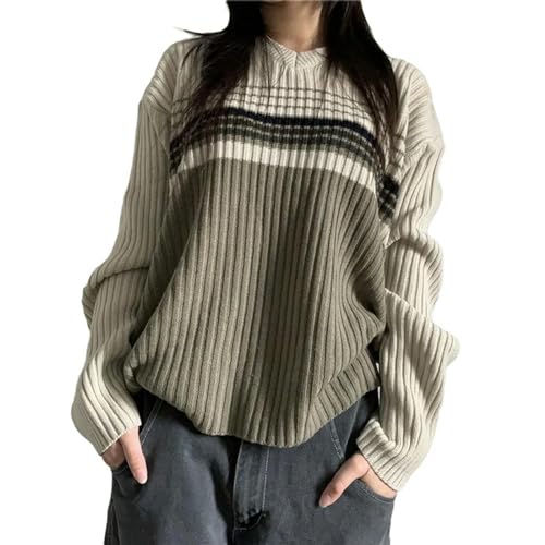 IVYARD Pullover y2k Fairy Grunge Kleidung Ästhetische Damen Gestreift V-Ausschnitt Langarm Tops Gestrickte Kleidung Streetwear-Wie Foto zeigt-M von IVYARD