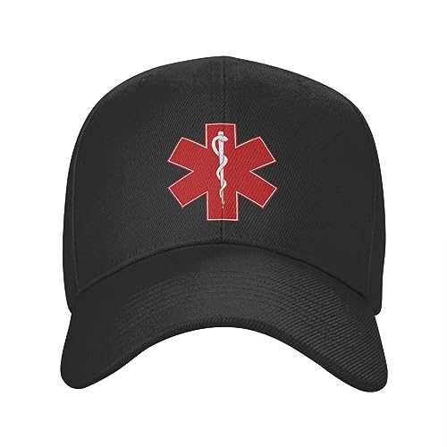 Baseballkappe Hip-Hop Sonnenhut modisch Unisex EMT Star of Life Baseballkappe für Erwachsene EMT Sanitäter Sanitäter verstellbare Papa-Mütze Männer und Frauen Outdoor Geburtstagsgeschenk von IVyard