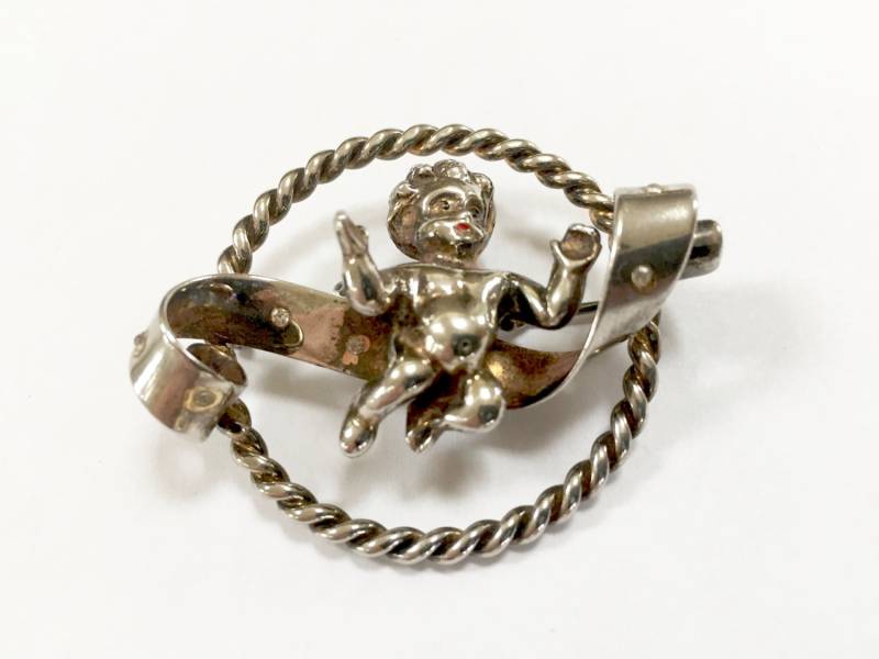 Vintage Castlecliff Sterling Silber Engel Brosche - Twisty Circle Ribbon Strass Vintage Castlecliff Sterling Silber Engel Brosche - Twisty Circle Ribbon Strass von IWANTVINTAGE