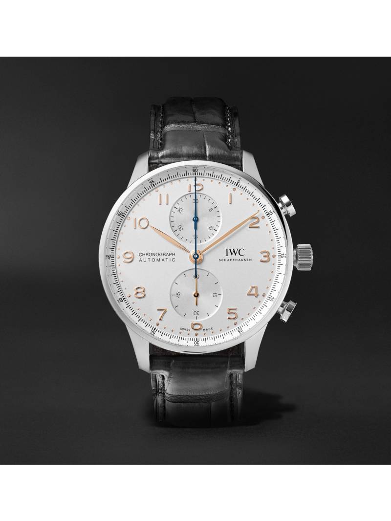 IWC Schaffhausen - Portugieser Automatic Chronograph 41mm Stainless Steel and Alligator Watch, Ref. No. IW371604 - Men - Silver von IWC Schaffhausen