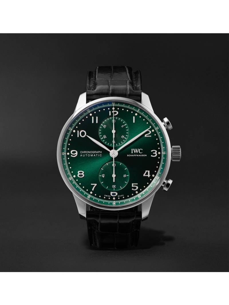IWC Schaffhausen - Portugieser Automatic Chronograph 41mm Stainless Steel and Alligator Watch, Ref. No. IW371615 - Men - Green von IWC Schaffhausen