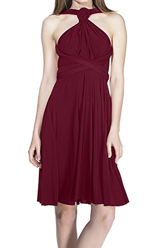 Damen Transformer, wandelbares Mehrweg-Wickelkleid, Abendkleid, Halter, Hochzeit, formelle Party, Cocktail, langes Ballkleid - Rot - Klein von IWEMEK