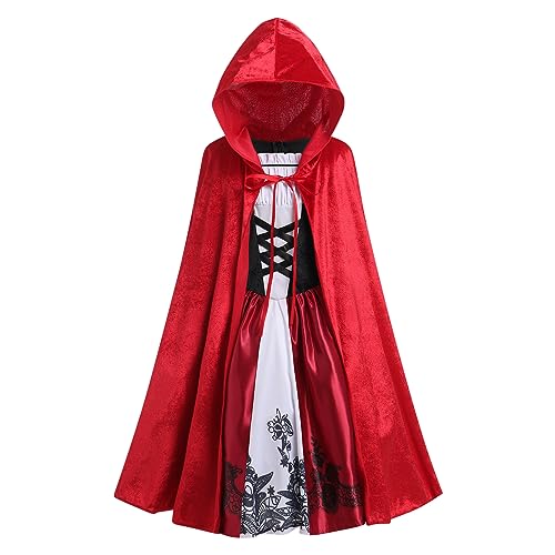 IWEMEK Baby Kinder Mädchen Rotkäppchen Kostüm Tutu Prinzessin Kleid + Kapuzenumhang Karneval Kostüm Märchen Cosplay Verkleidung Halloween Weihnachten Festlich Partykleid Outfit Rot 03 4-5 Jahre von IWEMEK