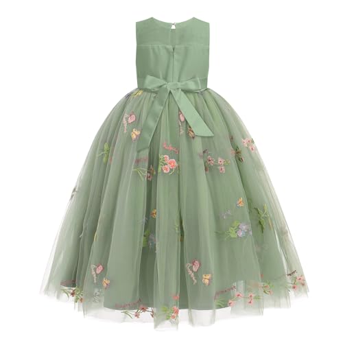 IWEMEK Blumenm�dchenkleider M�dchen �rmellos Hochzeit Festlich Prinzessin Kleider T�ll Festzug Abschlussball Kinder Ballkleid Brautkleid Abendkleid gr�n 13-14Y von IWEMEK