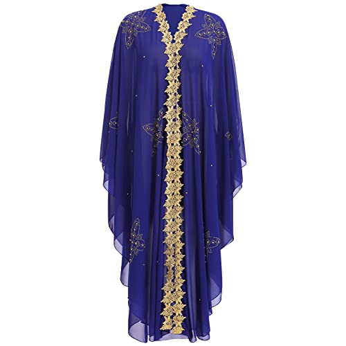 IWEMEK Damen Offene Vorderseite, lockere Passform, Fledermausärmel, lange Ärmel, Abaya, Dubai, Kaftan, türkisch, muslimisch, Hijab, Chiffon, Kapuze, afrikanisches Abendkleid, Heißbohren, Maxi-Kimono, von IWEMEK