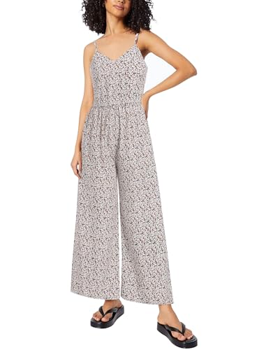 Jumpsuit Damen Sommer elegant Blumenmuster: V-Ausschnitt Weite Beine mit Taschen – Leichter Overalls für Urlaub und Alltag, Hosenanzug für Sommerurlaub und Hochzeit von IWEMEK