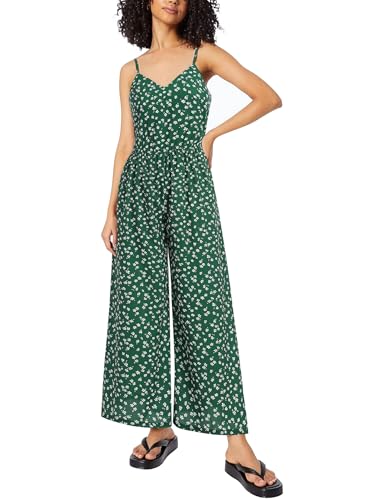 Jumpsuit Damen Sommer elegant Blumenmuster: V-Ausschnitt Weite Beine mit Taschen – Leichter Overalls für Urlaub und Alltag, Hosenanzug für Sommerurlaub und Hochzeit von IWEMEK