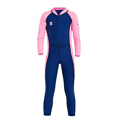 IWEMEK Kinder Neoprenanzug Langarm Mädchen Jungen Einteiliger Badeanzug UV Schutz Baby Ganzkörper Bademode Surfangzug Badekleidung Sport Wetsuit Swimming UPF 50+ Thermische Navy Blau 3-4 Jahre von IWEMEK