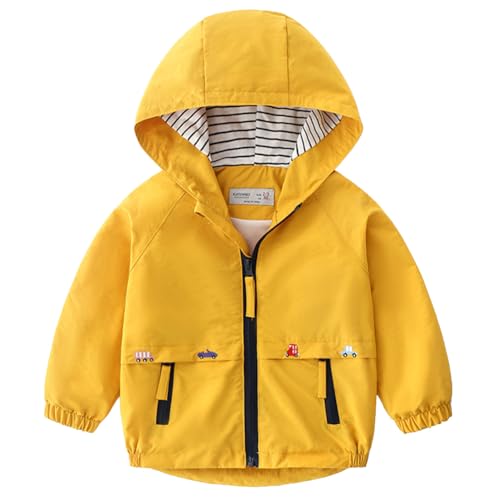 IWEMEK Wasserdichte Regenjacke Winddicht mit Kapuze für Kinder 2-6 Jahre - Leicht Atmungsaktiv Unisex Outdoor Herbst Winter Jacke Reißverschluss von IWEMEK