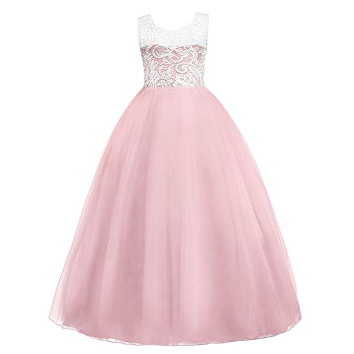 Mädchen Kinder Mit Kleider Blumenmädchenkleider Hochzeitskleid Maxikleid Festlich Brautjungfern Kleid Prinzessin Hochzeit Abendkleid Party Maxi Kleid Spitze Spleiß Chiffon Festzug Cocktailkleid von IWEMEK