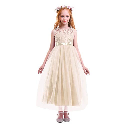 Mädchen Kinder Mit Kleider Blumenmädchenkleider Hochzeitskleid Maxikleid Festlich Brautjungfern Kleid Prinzessin Hochzeit Abendkleid Party Maxi Kleid Spitze Spleiß Chiffon Festzug Cocktailkleid von IWEMEK