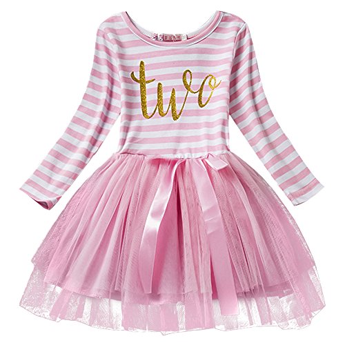 Neugeborene Säuglings Kleinkind Baby Mädchen Ist es Mein 1. / 2. / 3. Geburtstags Gestreiften Tüll Tütü Prinzessin Kleid mit Bowknot Partykleid Fotoshooting Outfits Kostüm Rosa von IWEMEK