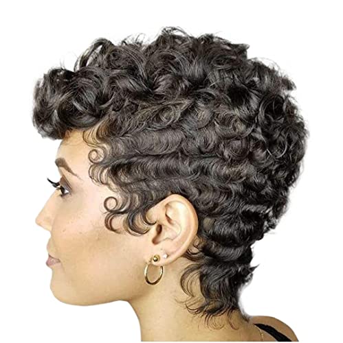PerüCke Wig Wigs Kurze Lockige Schwarze Süße Perücke Wellt Perücken Für Afroamerikaner-Frauen-Haar-synthetische Perücken KostüM PerüCken von IWENZHKPA