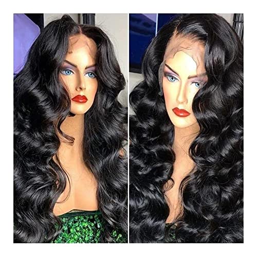 PerüCke Wig Wigs Lace-Front-Perücke Für Frauen, Lange Schwarze, Tiefe Welle, Kleine Lace-Front-Synthetik-Perücke KostüM PerüCken von IWENZHKPA