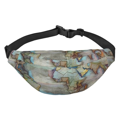 Cartoon-Weltkarten-Hüfttasche, leicht und wasserdicht, geeignet für Reisen und den täglichen Gebrauch, modisches Design, für Männer und Frauen. von IWFNCJNY