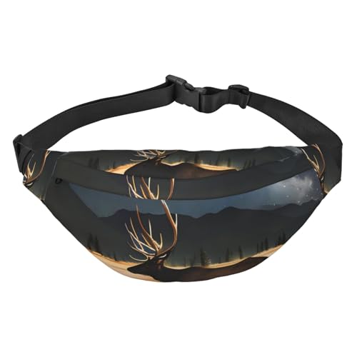 Elk In The Meadow Hüfttasche Leicht und wasserdicht, geeignet für Reisen und den täglichen Gebrauch, modisches Design, für Männer und Frauen von IWFNCJNY