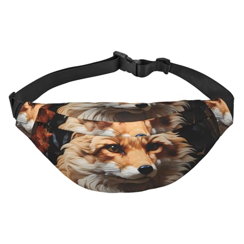 Fuchs und Blumen Hüfttasche Leicht und wasserdicht, geeignet für Reisen und den täglichen Gebrauch, modisches Design, für Damen und Herren von IWFNCJNY