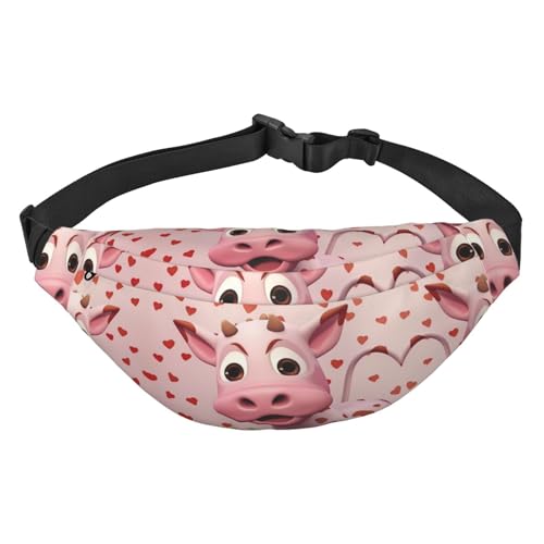 Hüfttasche mit rosafarbenen Kuh mit Erdbeeren, leicht und wasserdicht, geeignet für Reisen und den täglichen Gebrauch, modisches Design, für Männer und Frauen von IWFNCJNY