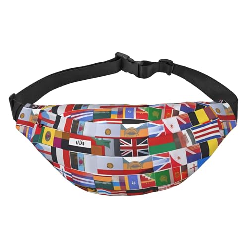Hüfttasche mit verschiedenen Flaggen, leicht und wasserdicht, geeignet für Reisen und den täglichen Gebrauch, modisches Design, für Damen und Herren. von IWFNCJNY