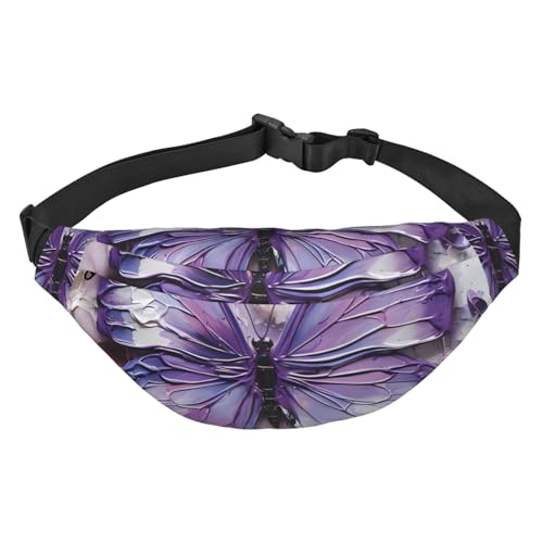 Lila Ölgemälde Schmetterling Hüfttasche Leicht und wasserdicht, geeignet für Reisen und den täglichen Gebrauch, modisches Design, für Männer und Frauen von IWFNCJNY