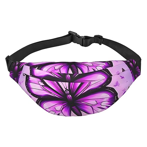 Lila Schmetterling Hüfttasche Leicht und wasserdicht, geeignet für Reisen und den täglichen Gebrauch, modisches Design, für Damen und Herren von IWFNCJNY