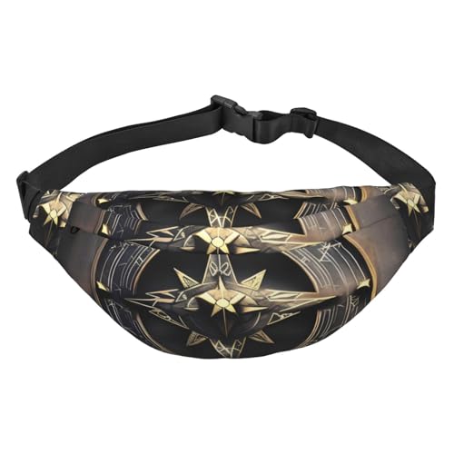 Magisches Design nordische Runen Kompass Hüfttasche Leicht und wasserdicht, geeignet für Reisen und den täglichen Gebrauch, modisches Design, für Damen und Herren von IWFNCJNY