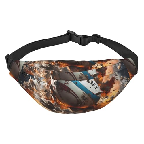 Rugby On Fire Hüfttasche, leicht und wasserdicht, geeignet für Reisen und den täglichen Gebrauch, modisches Design, für Damen und Herren von IWFNCJNY