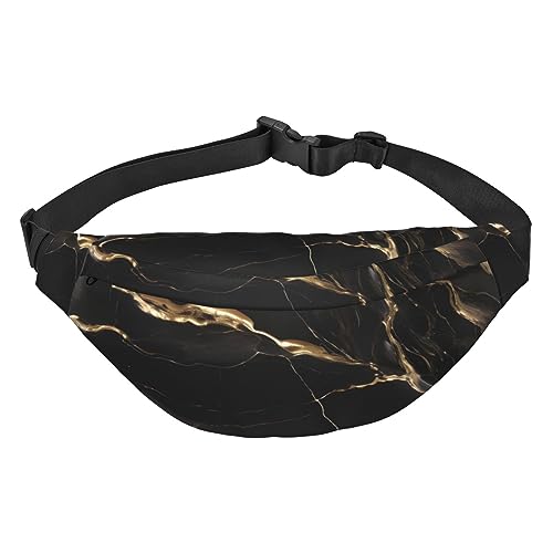 Schwarz Gold Marmor Hüfttasche Leicht und wasserdicht, geeignet für Reisen und den täglichen Gebrauch, modisches Design, für Männer und Frauen. von IWFNCJNY