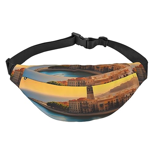 Sonnenuntergang in Barcelona Hüfttasche Leicht und wasserdicht, geeignet für Reisen und den täglichen Gebrauch, modisches Design, für Damen und Herren von IWFNCJNY