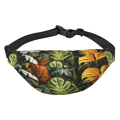 Tropischer Regenwald Palmenblätter Hüfttasche Leicht und wasserdicht, geeignet für Reisen und den täglichen Gebrauch, modisches Design, für Damen und Herren von IWFNCJNY