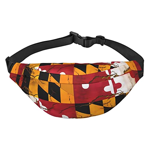 Vintage Holz Maryland Flagge Hüfttasche Leicht und wasserdicht, geeignet für Reisen und den täglichen Gebrauch, modisches Design, für Männer und Frauen von IWFNCJNY