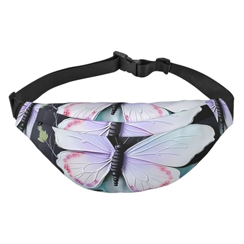 Weiße Schmetterlings-Hüfttasche, leicht und wasserdicht, geeignet für Reisen und den täglichen Gebrauch, modisches Design, für Damen und Herren. von IWFNCJNY