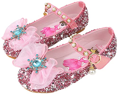 IWFREE Mädchen Prinzessin Schuhe ELSA Kristall Ballerina Kinder Flamenco Sandalen Weihnachten Karneval Party Kostüm Hochzeiten Heilige Kommunion Taufe Zeremonie Pailletten Schuhe Blau Rosa Silber 03 von IWFREE