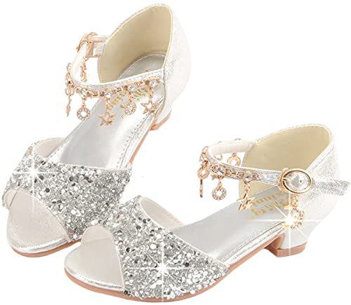 IWFREE Mädchen Prinzessin Schuhe Glitzer Sandalen Flamenco Schuhe Leistungsschuhe Kinder Ballerina Kristall Schuhe Zeremonie Taufe Hochzeitsschuhe Cosplay Geburtstagsparty Glitzer Pumps 26-38 von IWFREE