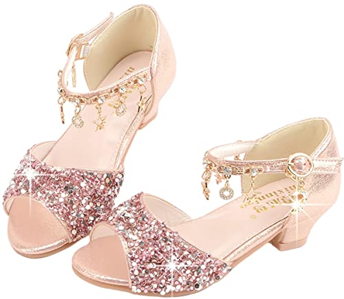 IWFREE Mädchen Prinzessin Schuhe Glitzer Sandalen Flamenco Schuhe Leistungsschuhe Kinder Ballerina Kristall Schuhe Zeremonie Taufe Hochzeitsschuhe Cosplay Geburtstagsparty Glitzer Pumps 26-38 von IWFREE