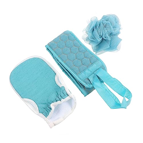IWOWHERO 1 Satz 3st Handschuh Nach Hinten Ziehen Badetuch Mit Rückenstreifen Rückenmassage Peeling Hauttuch Reinigungssets Badezubehör Duschtuch Badwäscher Duschgurt Körper Stoff Badeset von IWOWHERO