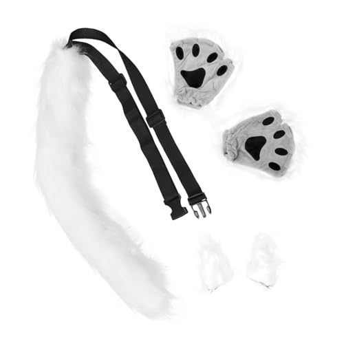 IWOWHERO 1 Satz Tierohr-haarspange Tierkostüm-set Schwanzkostüm Fuchs Cosplay Schwanz Requisite Haarband Mit Pelzigen Katzenohren Tierhaarnadel Wolf Cosplay Kopfbedeckung Draussen Stoff von IWOWHERO