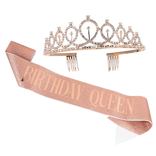 IWOWHERO 1satz Dekorativer Geburtstags-sash Und Haarband Mädchen Birthday Queen Krone Schulterband Für Feierlichkeiten Teiliges Verschönerung Von Partys von IWOWHERO