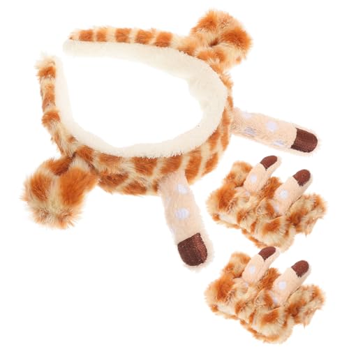 IWOWHERO 1satz Giraffen-kopfbedeckung Teiliges Mit Süßem Giraffen-haarband Und Zwei Handgelenk-bändern Für Gesichtspflege Und Make-up-anwendungen Weich Und Hautfreundlich Schonend Für von IWOWHERO