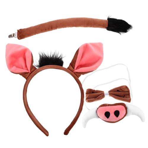 IWOWHERO Kinderkleid 1 Satz Warzenschwein-Stirnband Kinderkleider verkleidung kinder Haarband für Kinder Stirnband mit Tierohren Haargummi Outfits Stirnband und Fliege mit Schweineohren von IWOWHERO