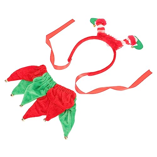 IWOWHERO 1 Satz Weihnachtsstirnband Weihnachtskopfbedeckung Weihnachtsglockenhalstuch Elfenmütze Für Kinder Haarschmuck Für Partykostüme Weihnachtselfe Fräulein Haarnadel Mädchen Stoff von IWOWHERO